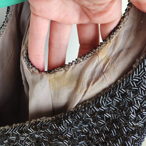 Vintage Gene Shelly's Boutique Internationale 100% Wool Beaded Midi Dress sz 10 - Picture 12 of 13